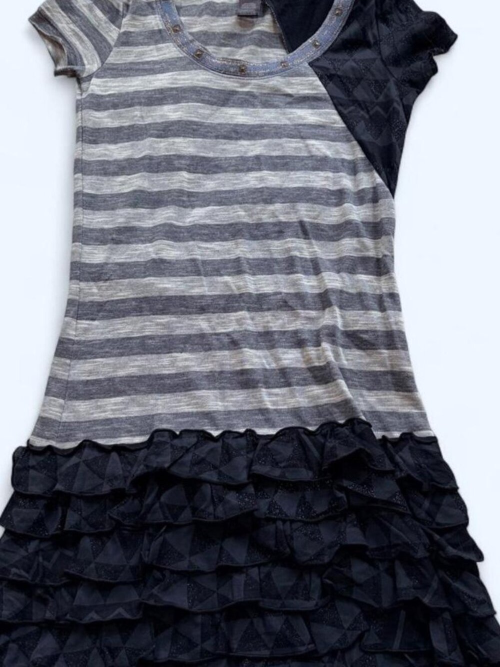 NWT Custo Barcelona Custo Line mixed media ruffle dress Sz 2
